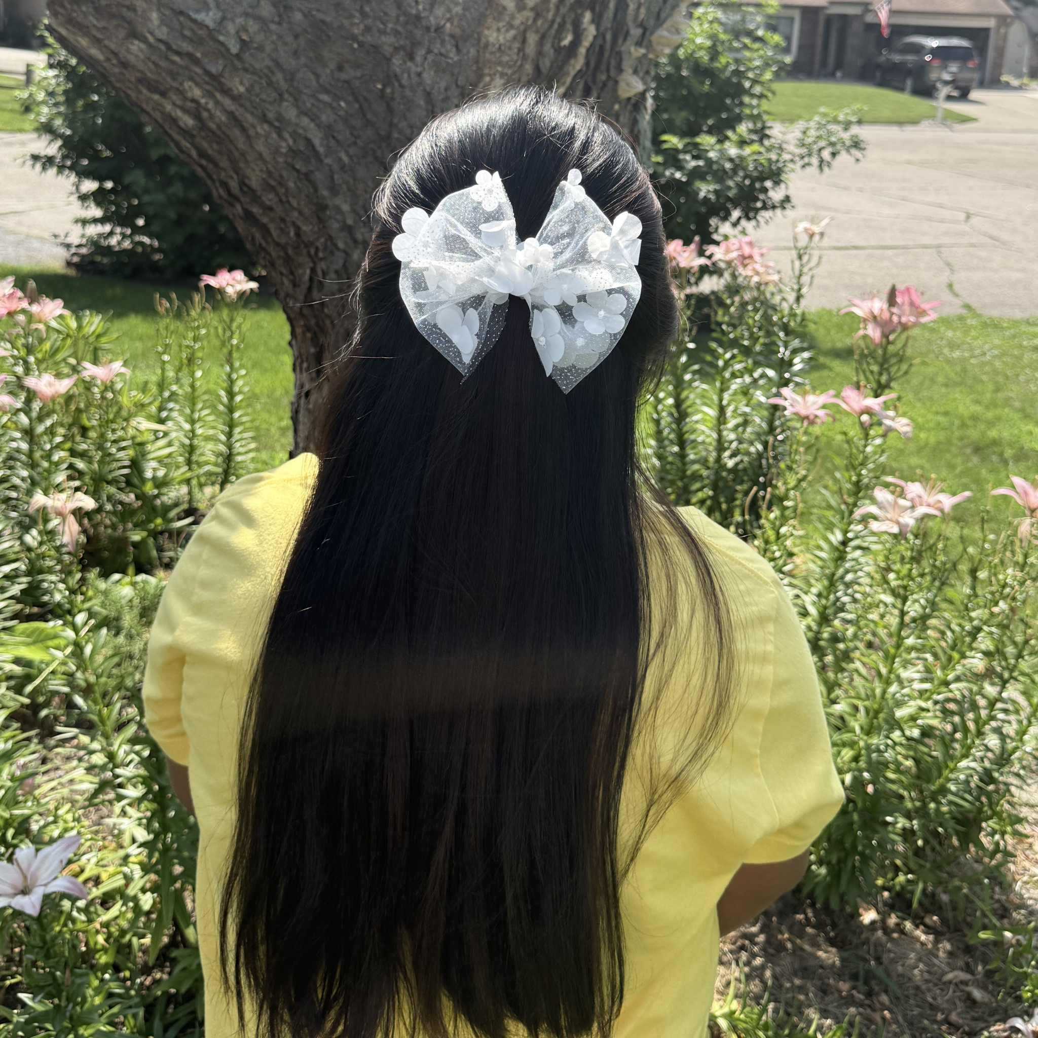 White Large Floral Bloom Barrette