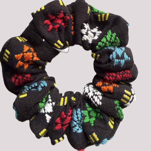 Medium Burmese Chin textile collection scrunchies