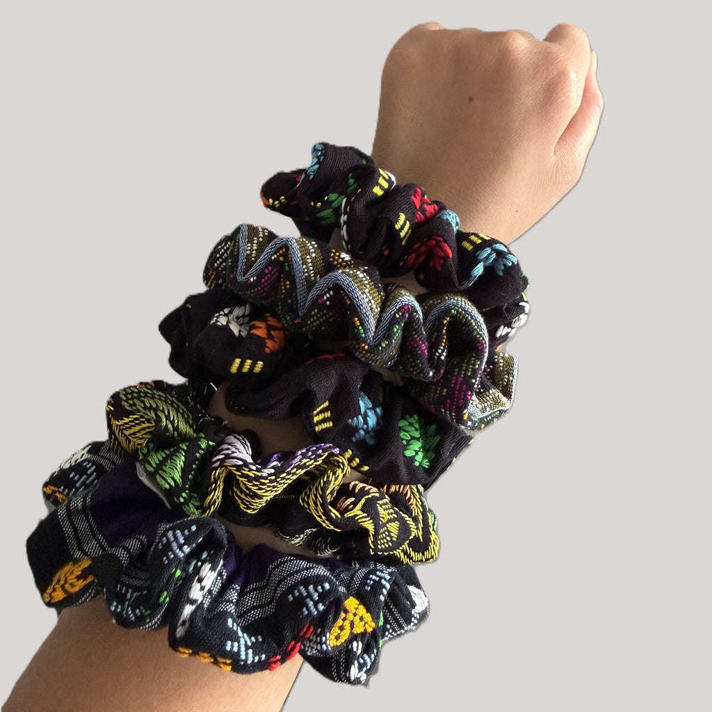 Medium Burmese Chin textile collection scrunchies