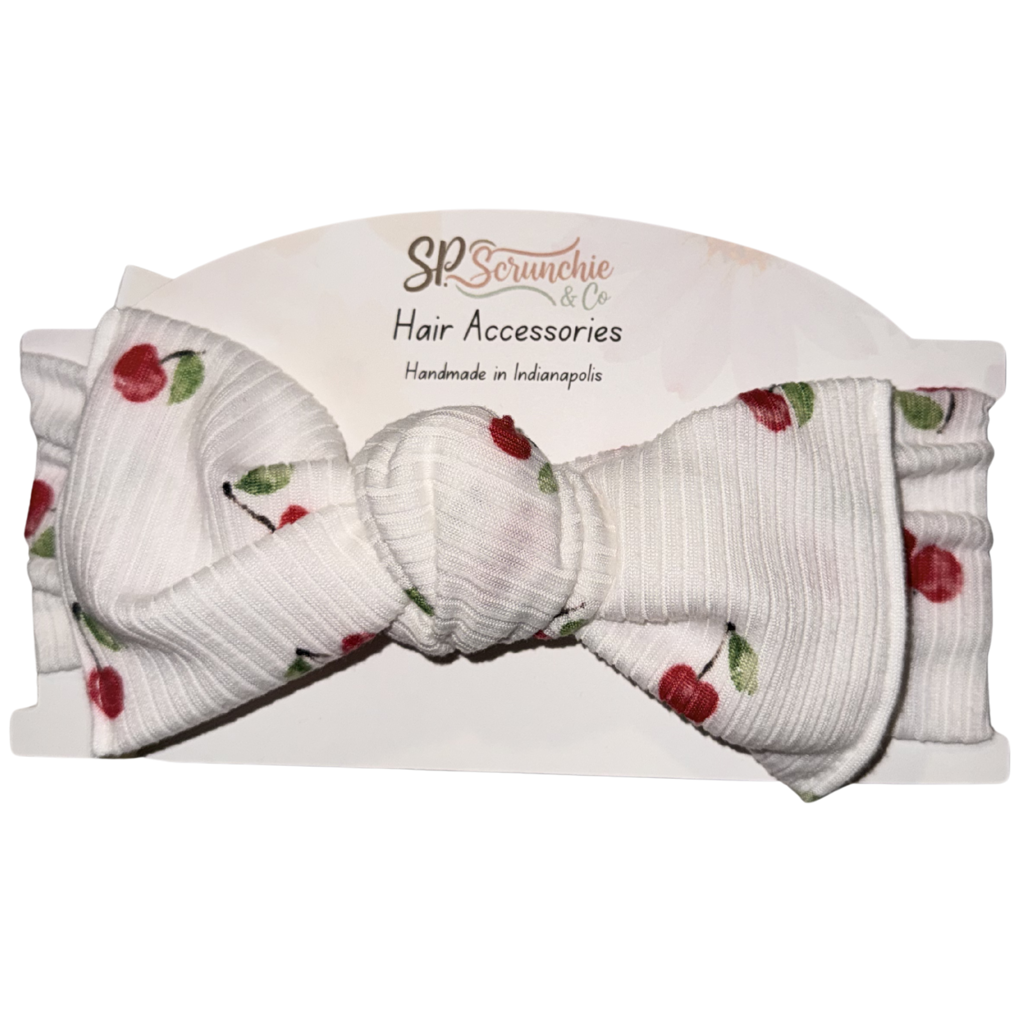 3-6 Months Cherry Print Stretchy knot Headband
