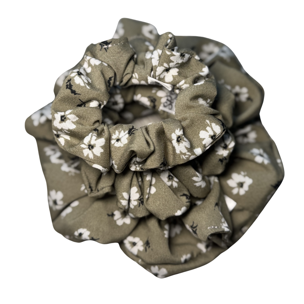 Olive Bloom Scrunchie