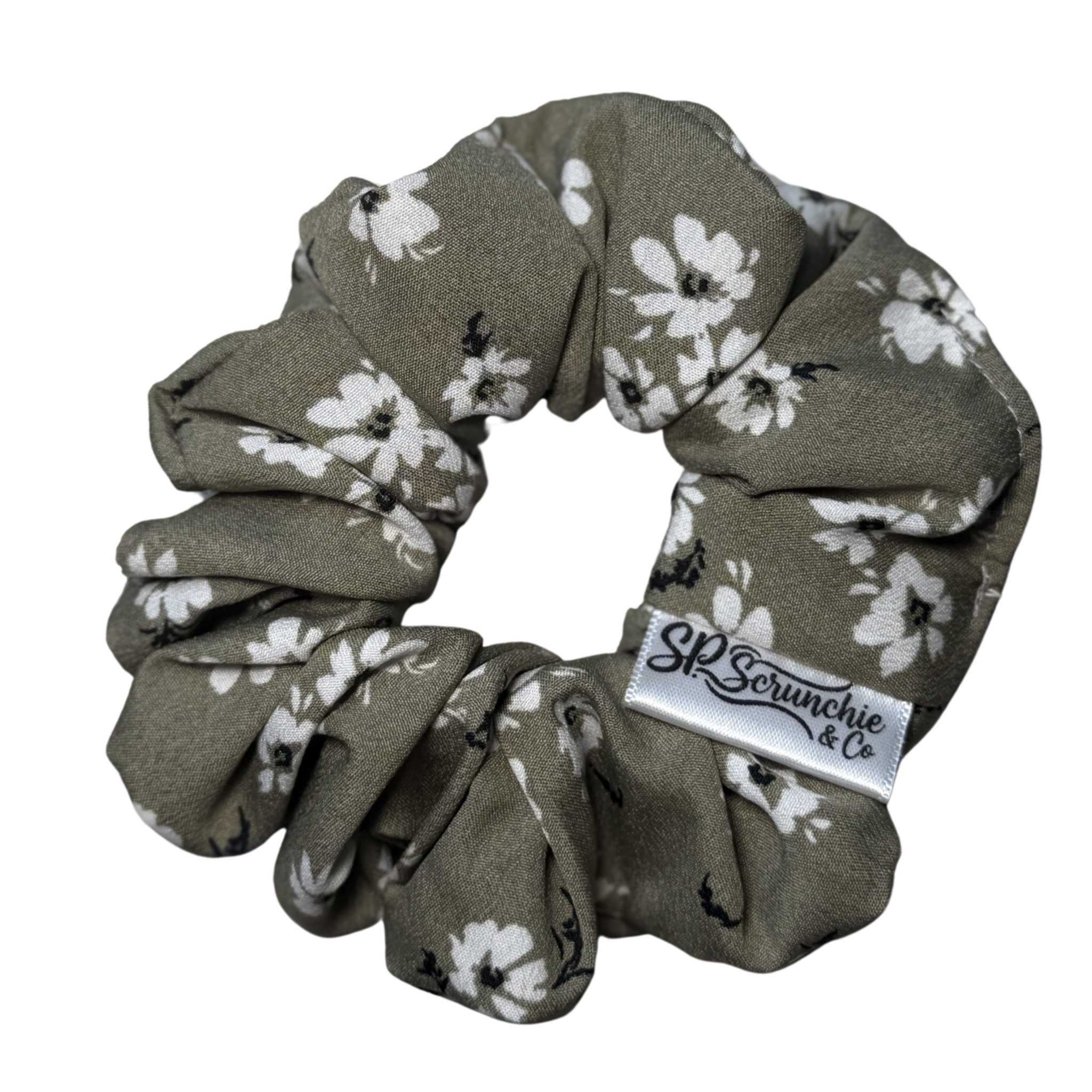 Olive Bloom Scrunchie