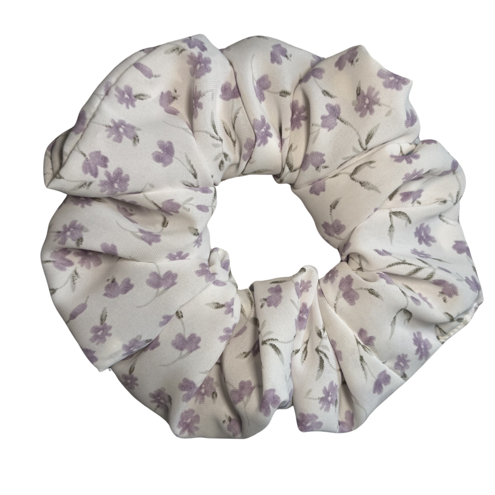 White & Lavender Floral Scrunchie