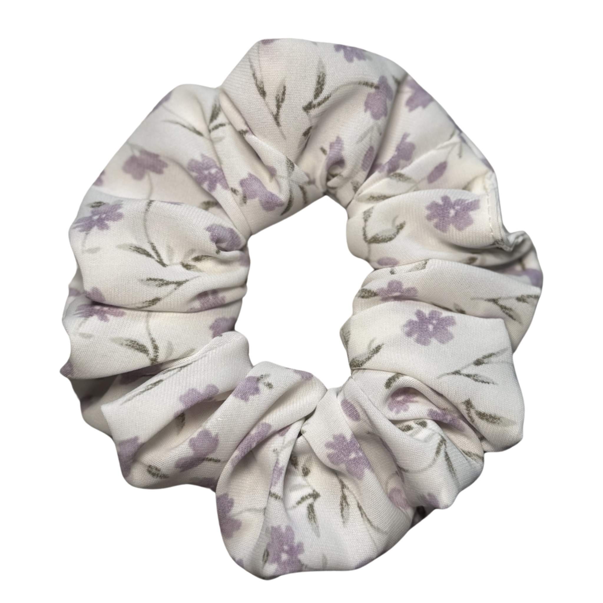 White & Lavender Floral Scrunchie