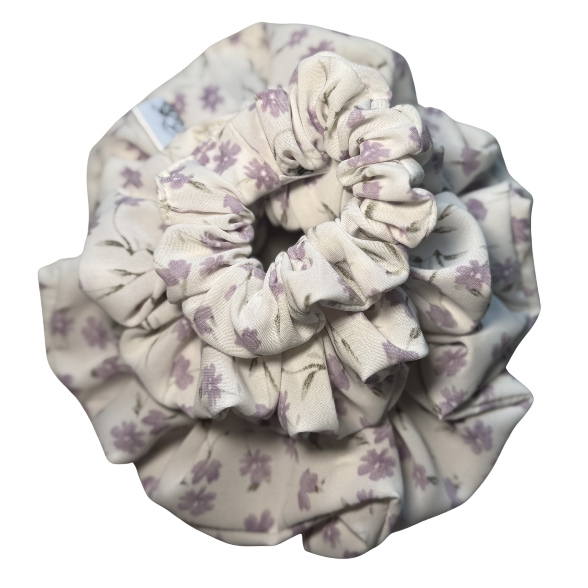 White & Lavender Floral Scrunchie