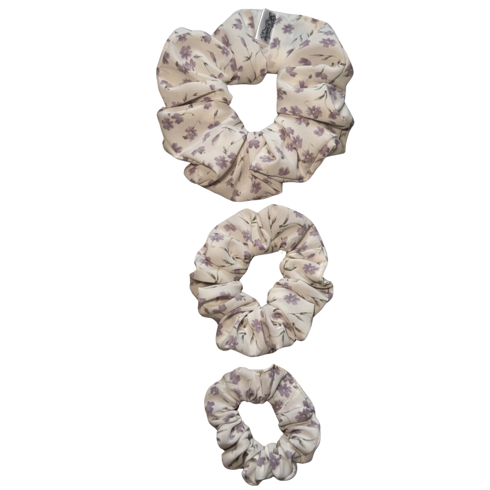 White & Lavender Floral Scrunchie