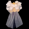 Pink bow flower bloom barrette with long tail