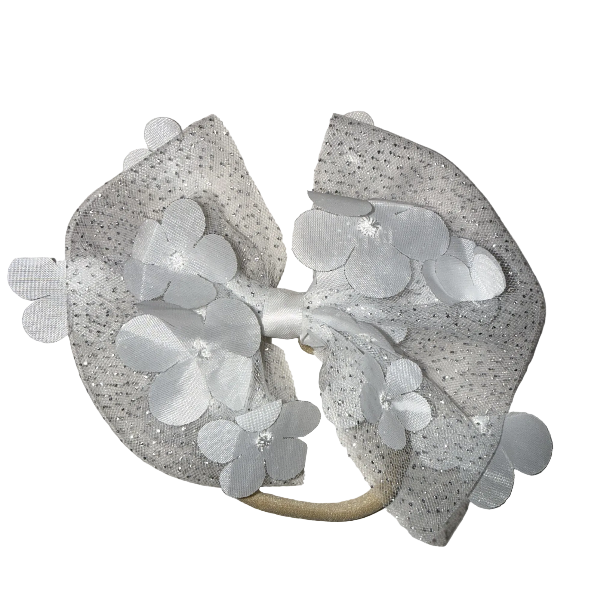 White floral baby girls headbands large bows
